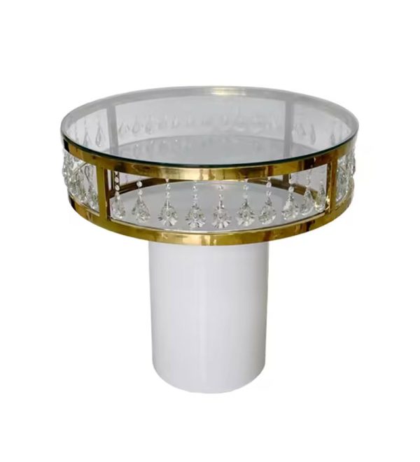 Glam Gold Chandelier Cake Table - White Base
