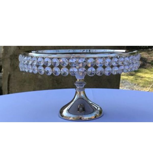 Silver Crystal Mirror Cake Stand Set