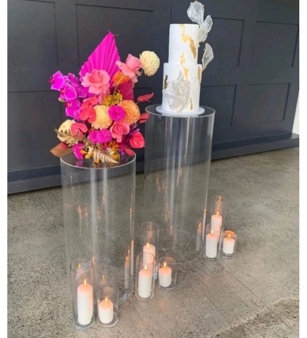 Clear Acrylic Round Pedestal Plinth 12" x 42" - Image 3