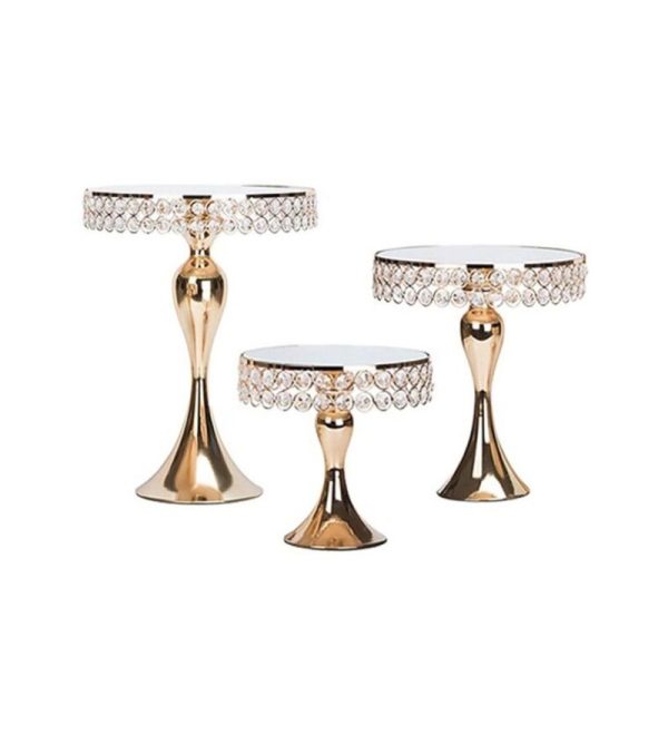 3 Pcs Gold Mermaid Tail Crystal Cake Stands Set