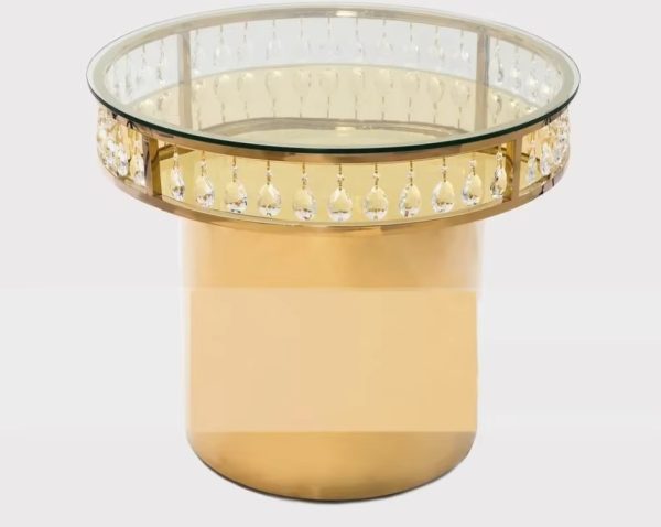 Crystal Gold Round Wedding Cake Table
